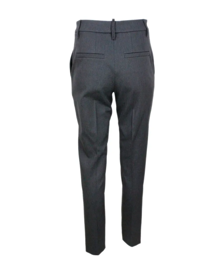 Pleated Cropped Tailored Trousers