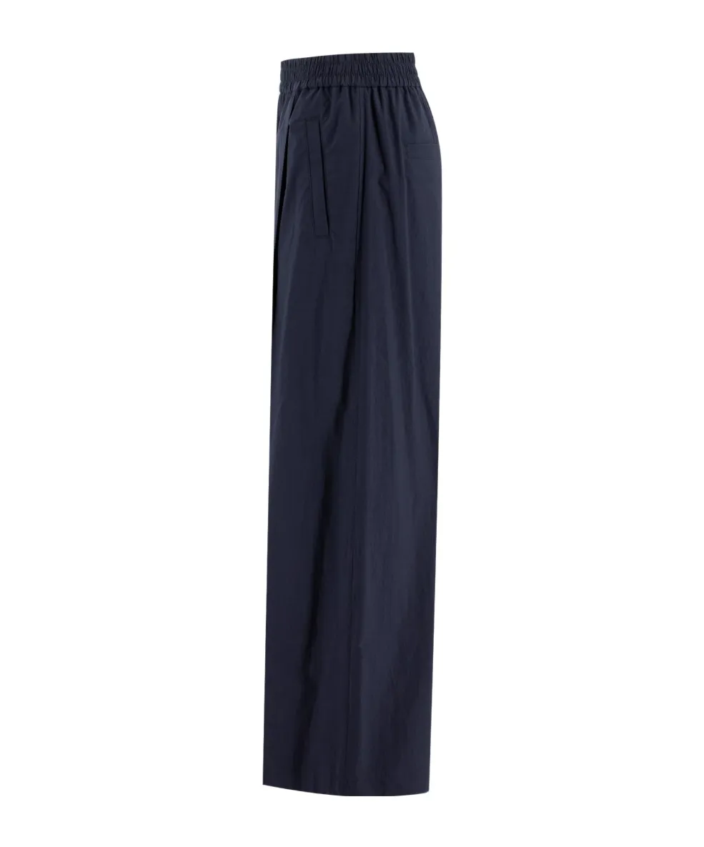 Elasticated Waistband Wide-Leg Trousers
