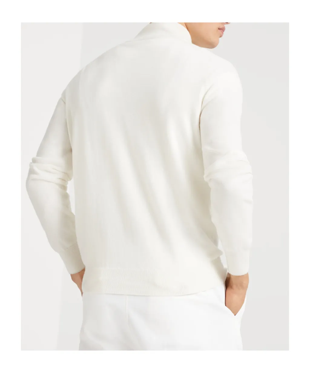 Funnel-Neck Knitted Polo Shirt