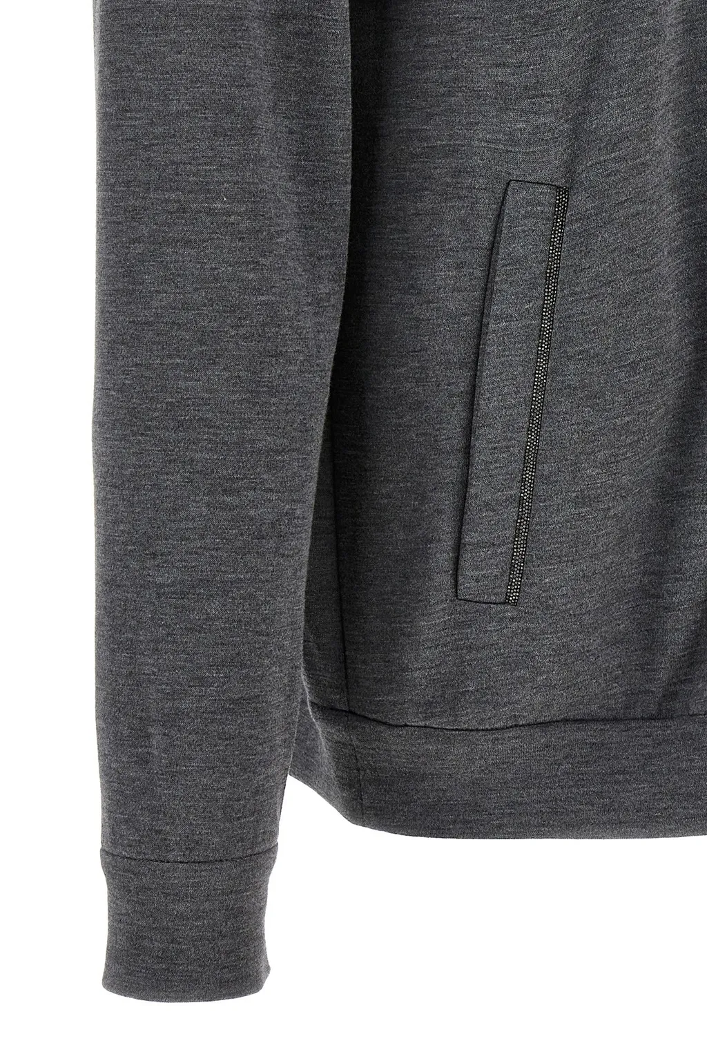 Monile-Detailed Zip-Up Hoodie