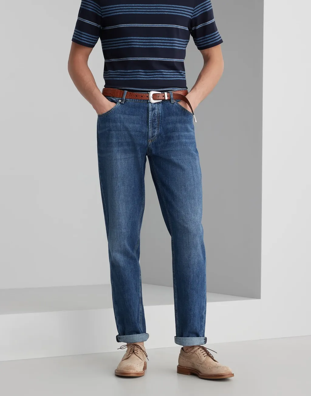 Straight-Leg Slim-Cut Jeans