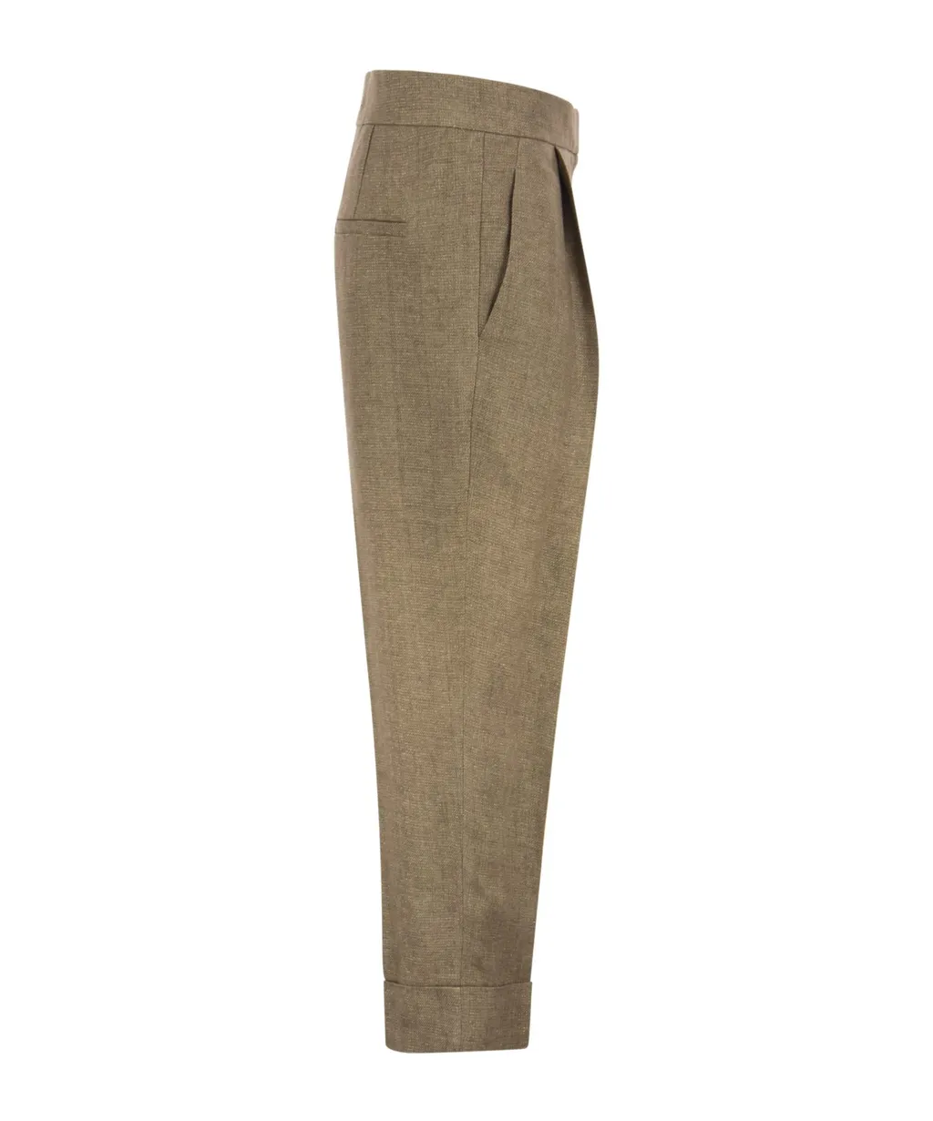High-Waisted Cropped Leg Trousers