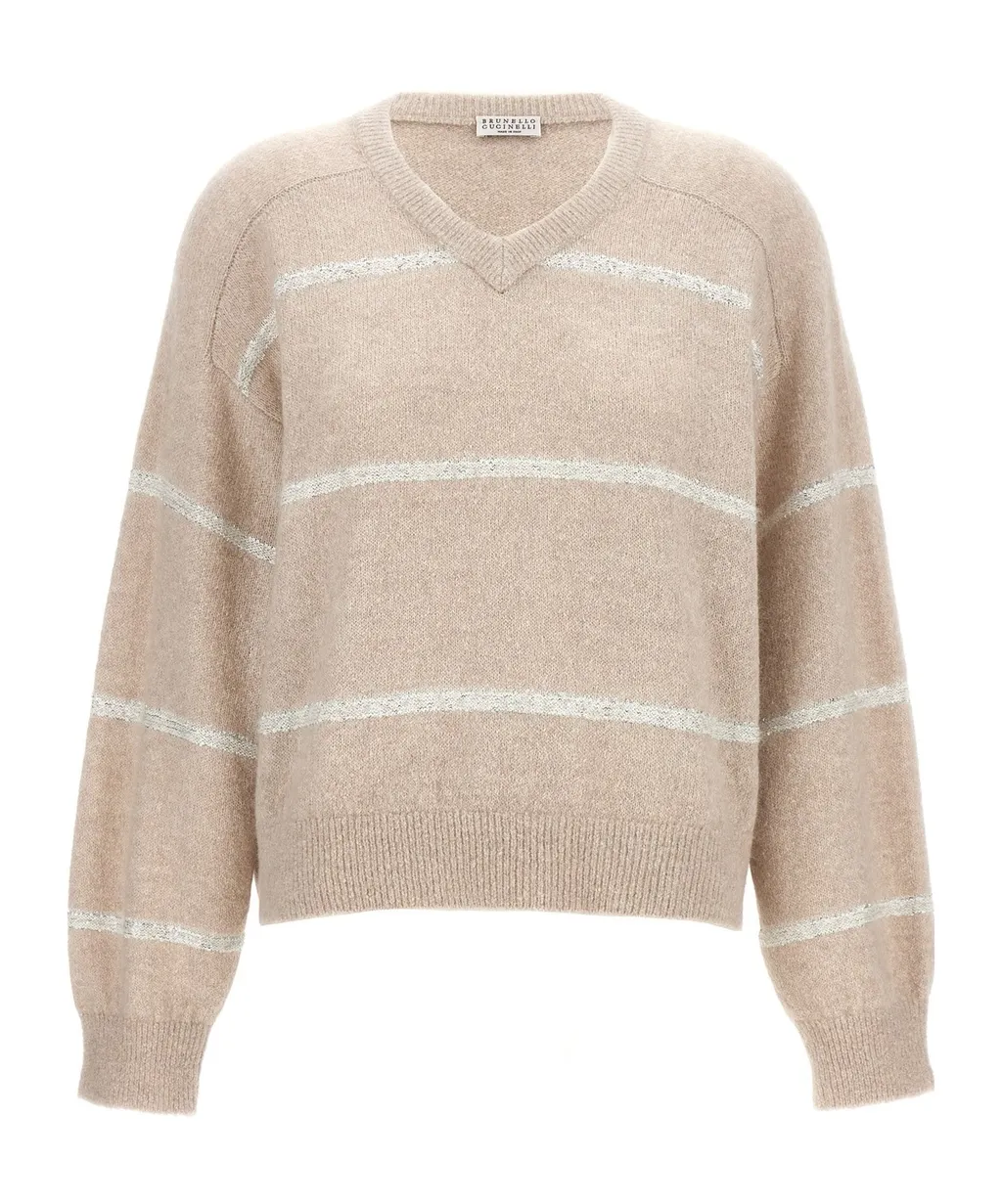 V-Neck Striped Knitted Jumper