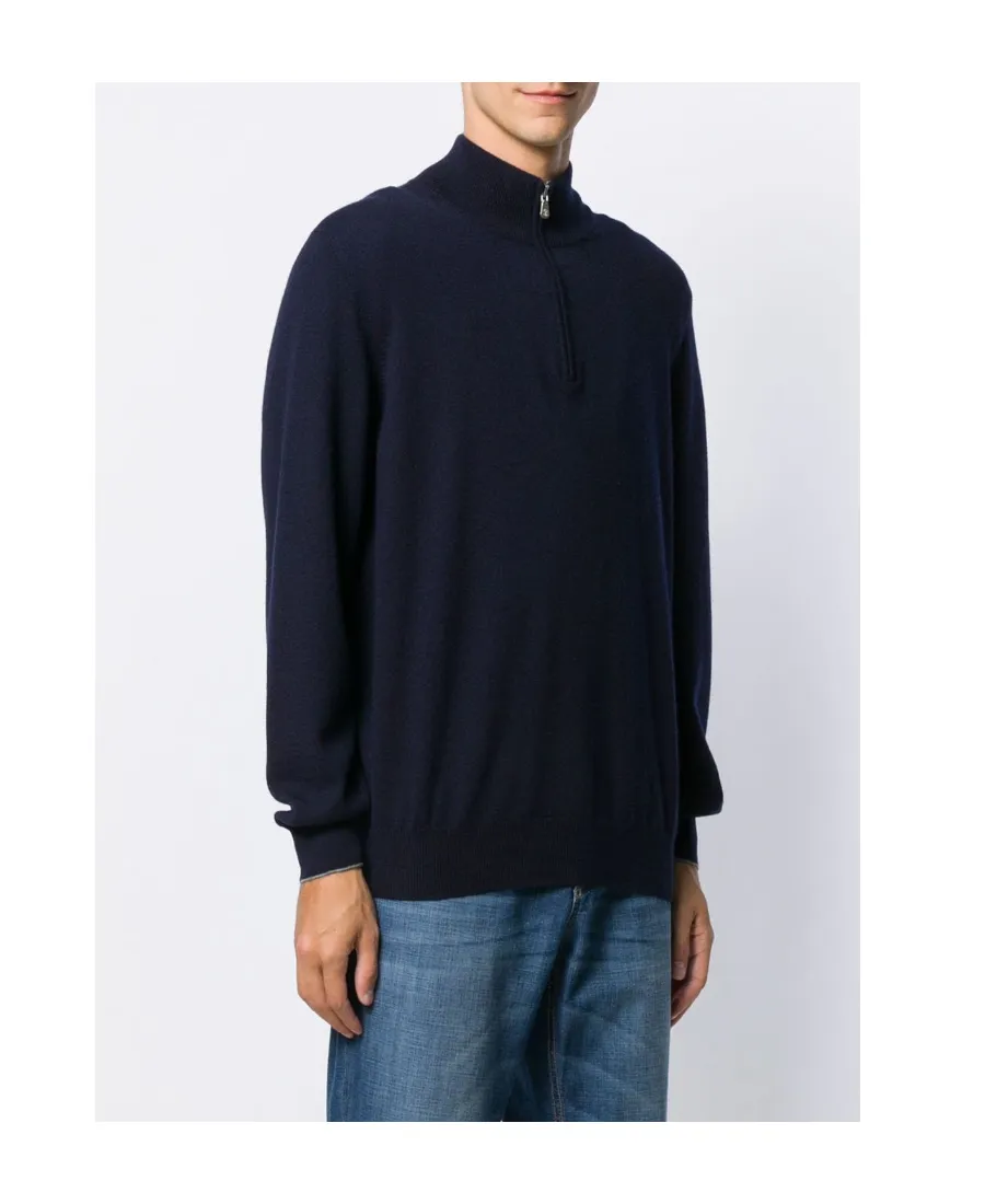 Funnel-Neck Knitted Polo Shirt
