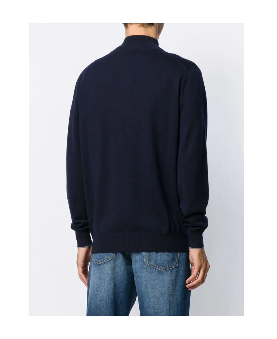 Funnel-Neck Knitted Polo Shirt