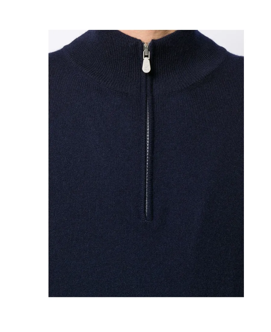 Funnel-Neck Knitted Polo Shirt