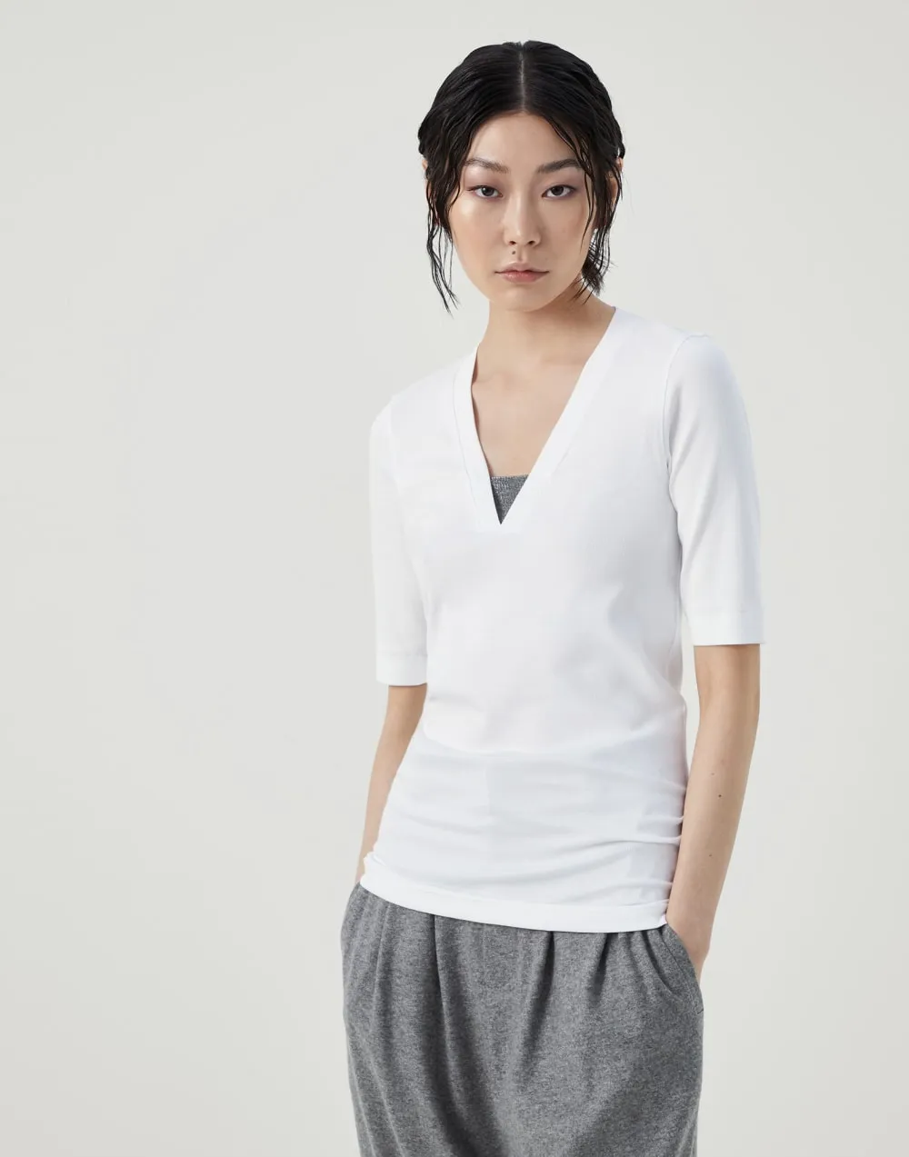 V-Neck Short Sleeved T-Shirt