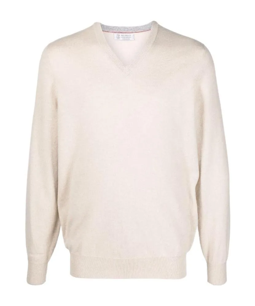 Long-Sleeved V-Neck Cashmere Sweater