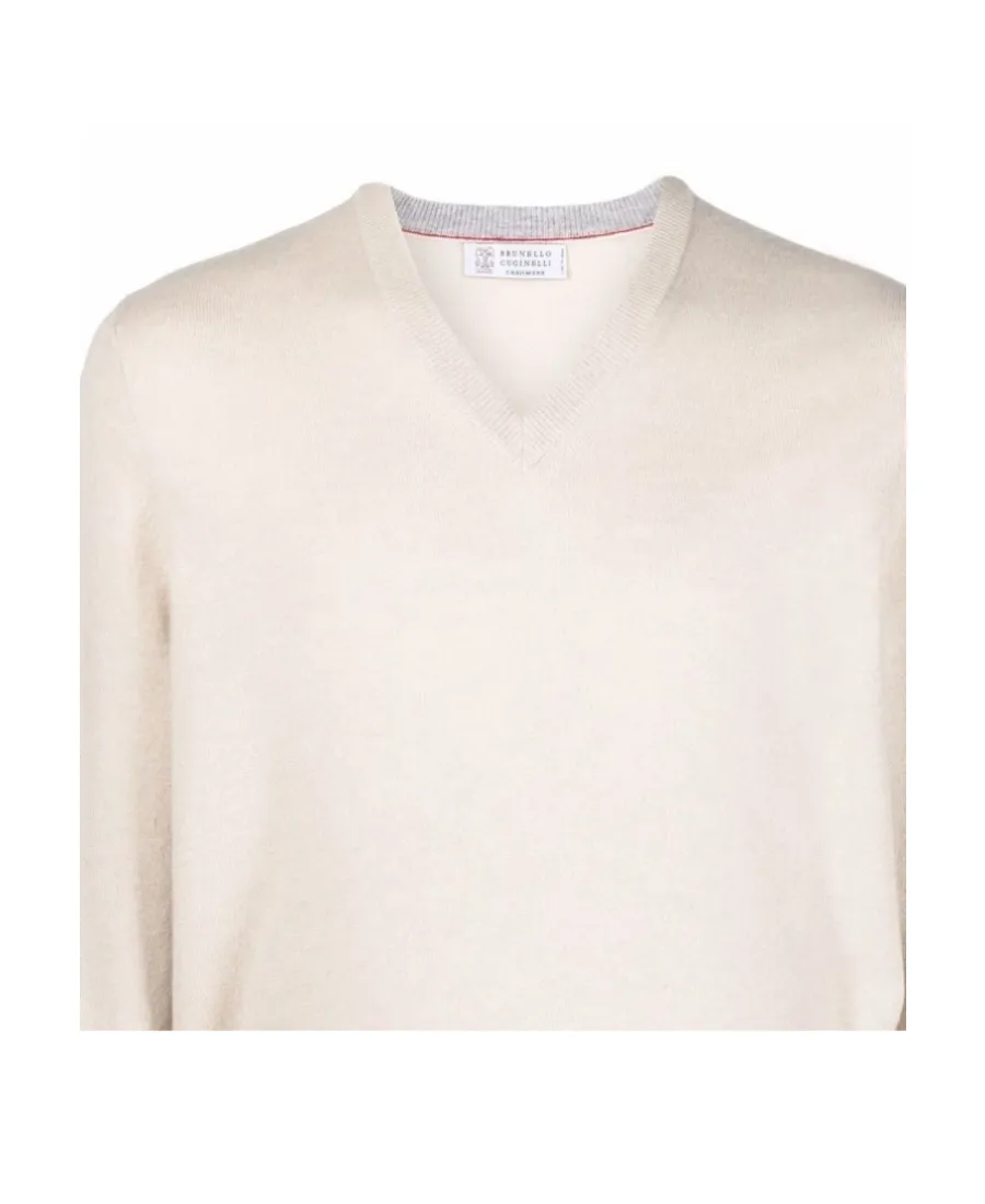 Long-Sleeved V-Neck Cashmere Sweater
