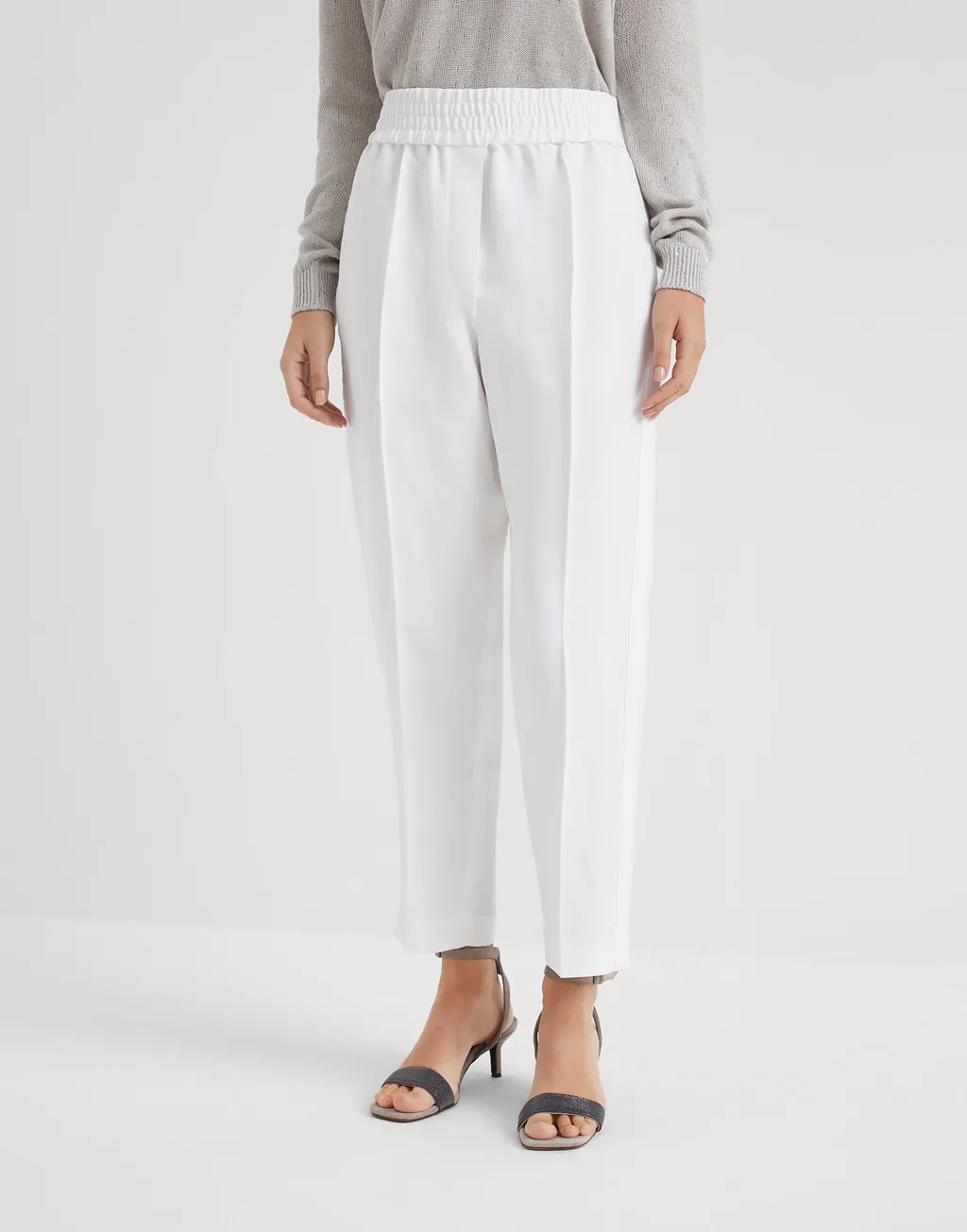 Striped-Detailed Tapered-Leg Trousers