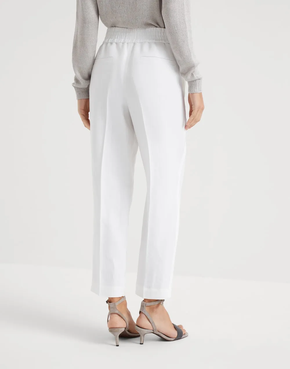 Striped-Detailed Tapered-Leg Trousers