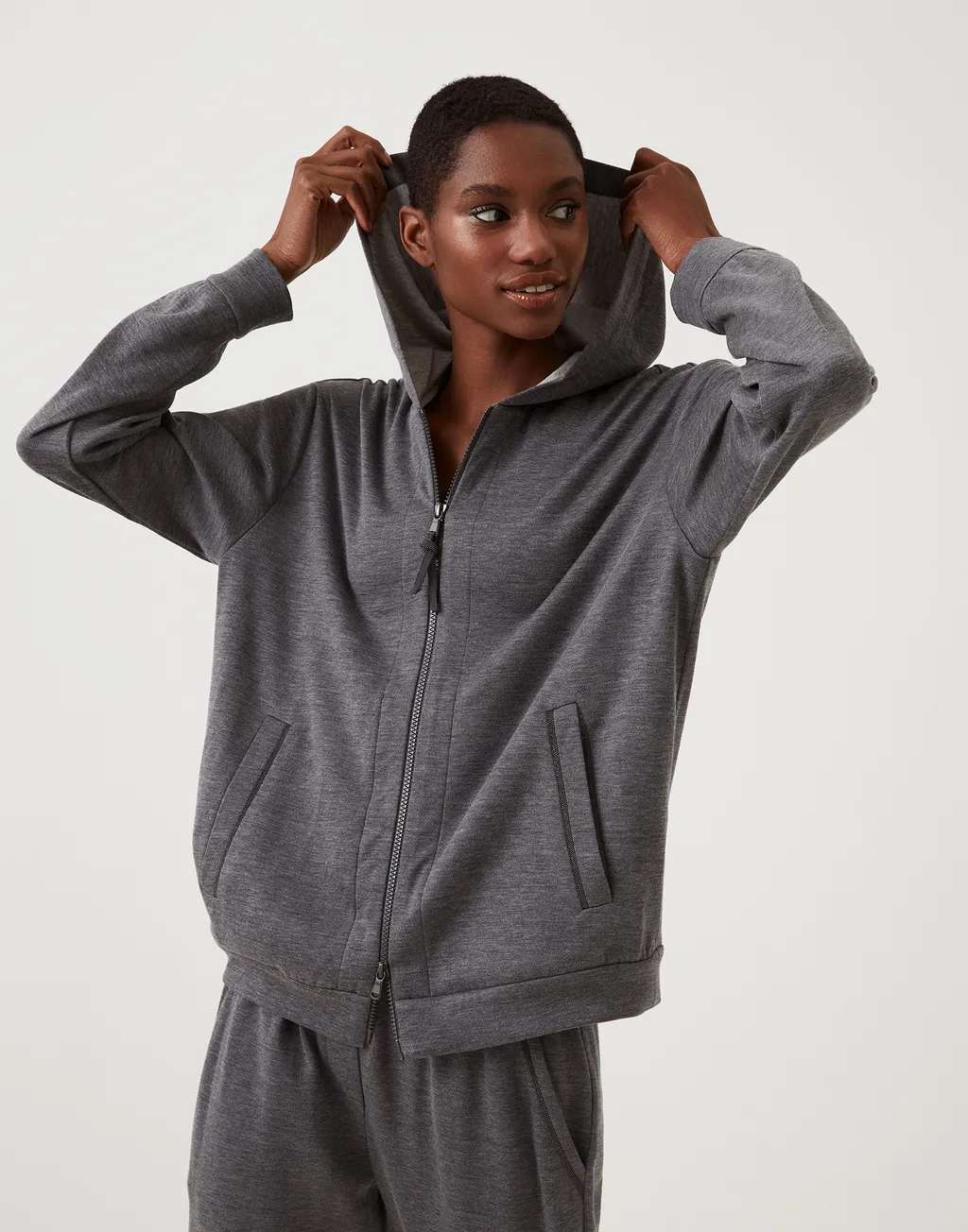 Zip-Up Drawstring Hoodie