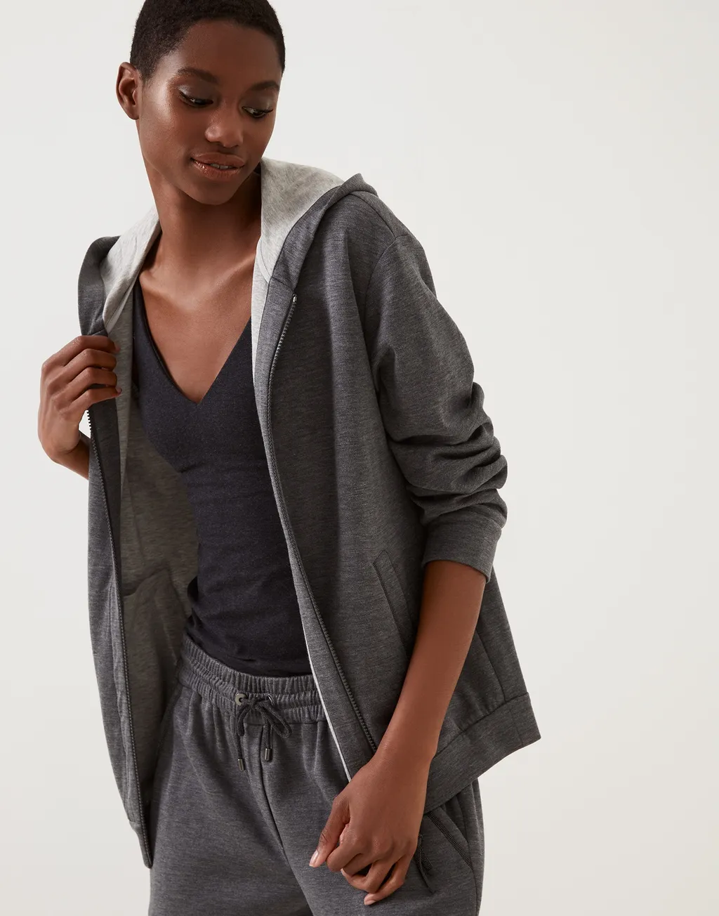 Zip-Up Drawstring Hoodie