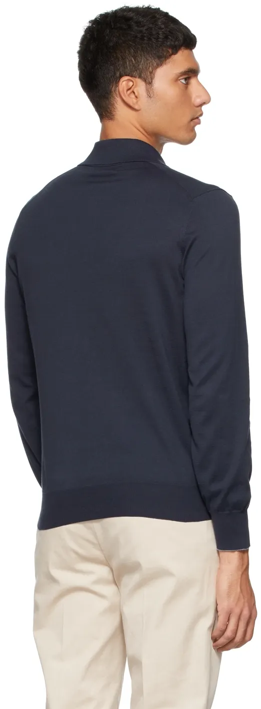 Long-Sleeved Knitted Polo Shirt