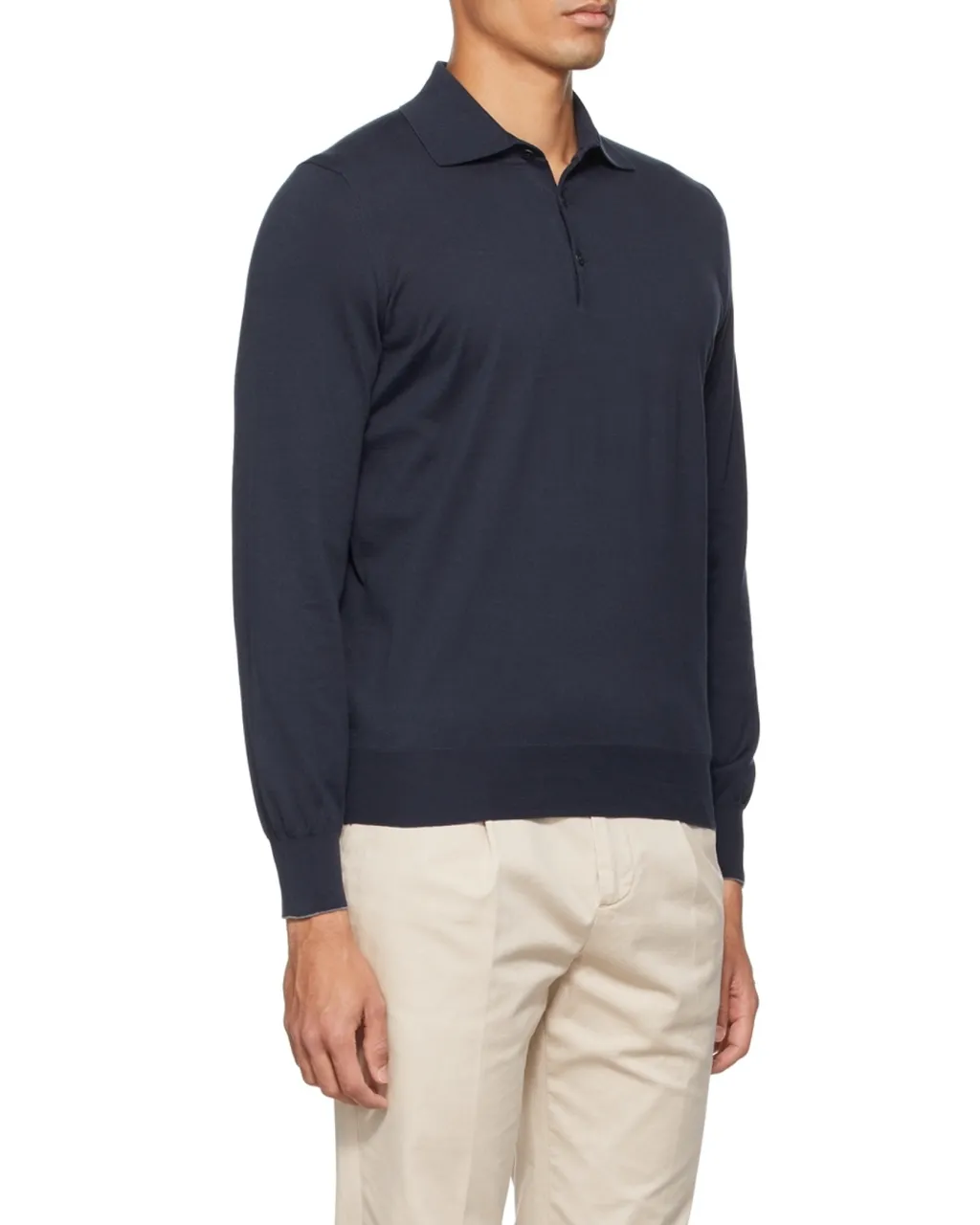 Long-Sleeved Knitted Polo Shirt