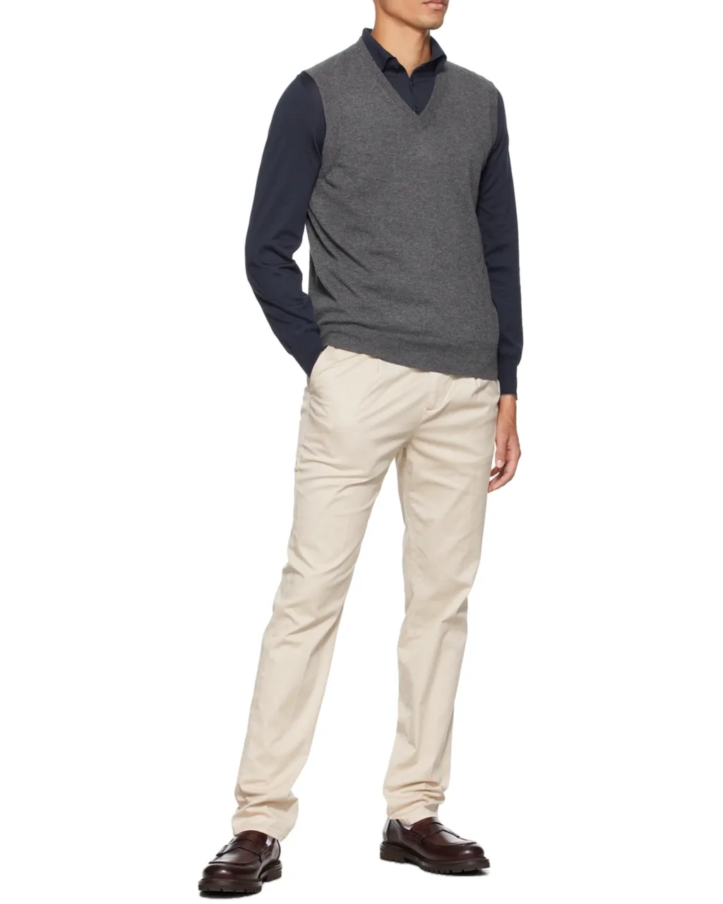 Long-Sleeved Knitted Polo Shirt