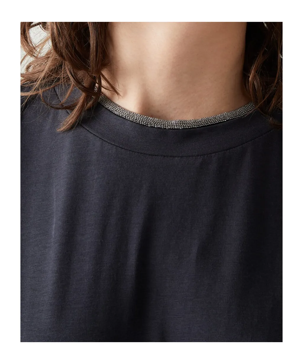 Bead Embellished Crewneck T-Shirt