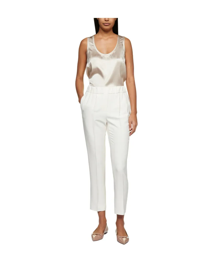 Elastic Waist Cropped Trousers