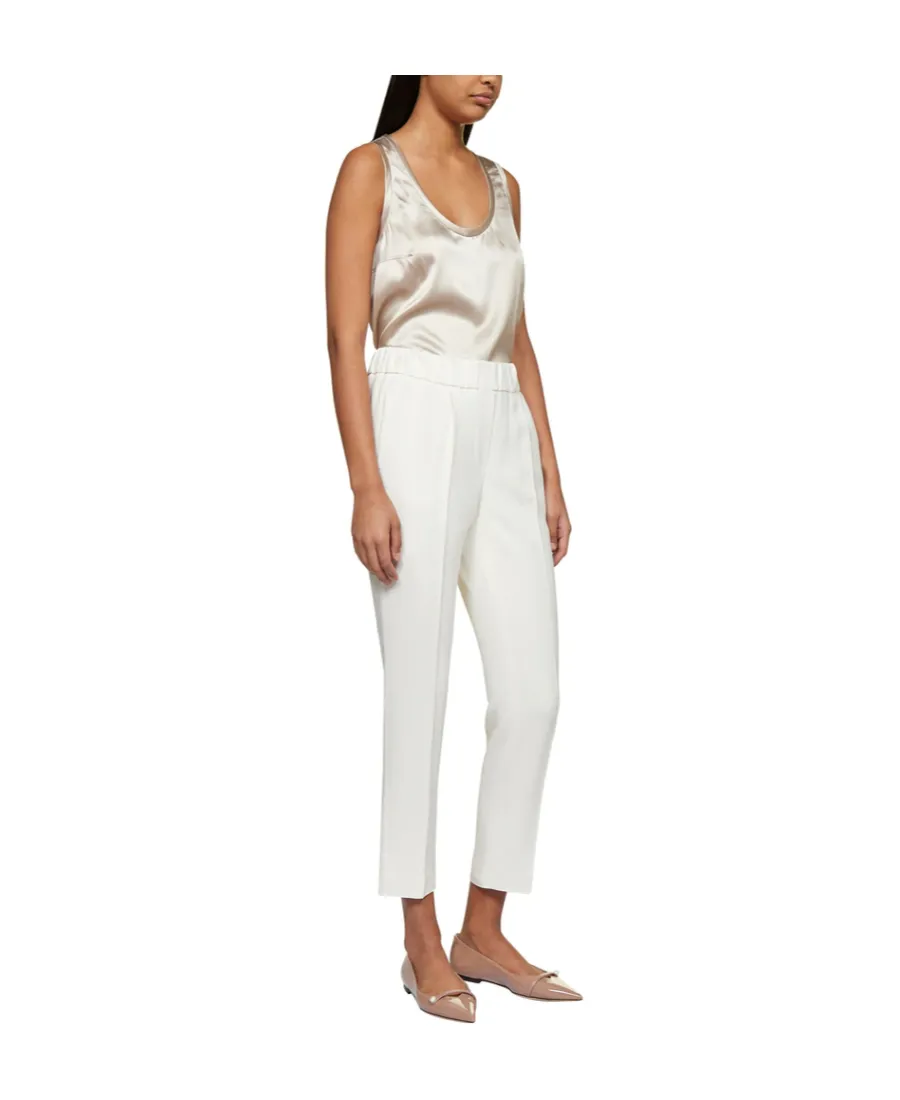 Elastic Waist Cropped Trousers