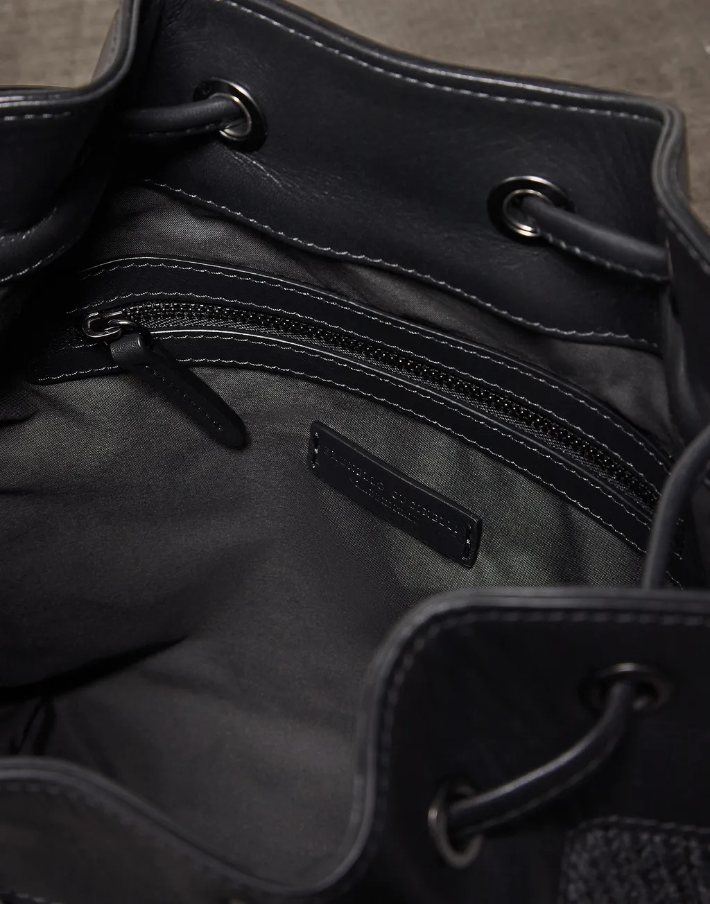 Drawstring Cable-Knit Tote Bag