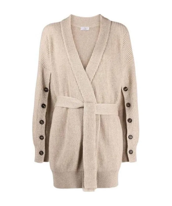 Tie-Waist Ribbed Cardigan