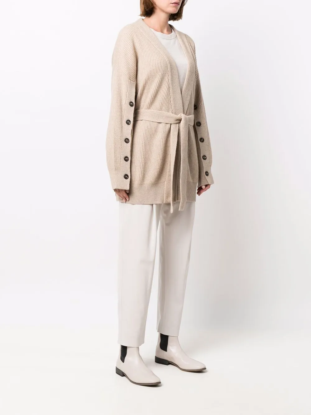 Tie-Waist Ribbed Cardigan