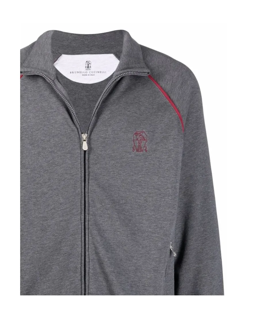 Contrast Piping Zip-Up Sweatshirt