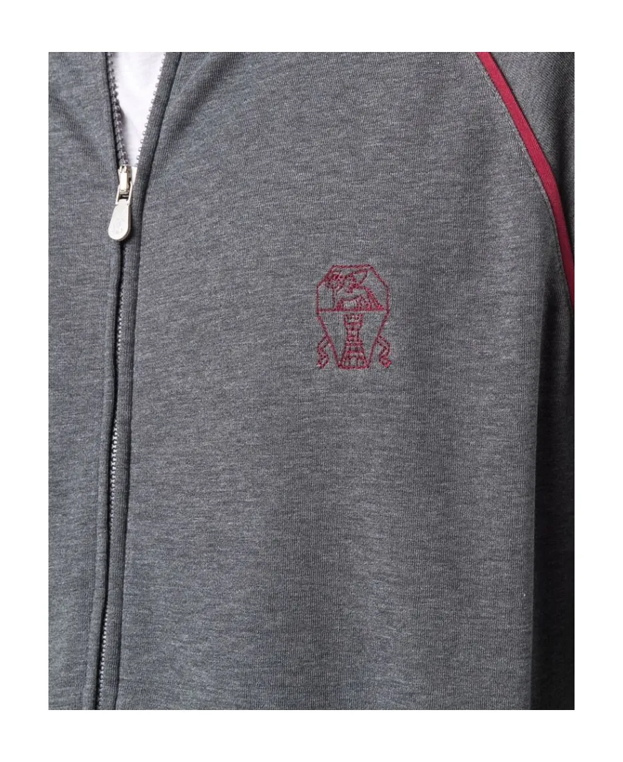 Contrast Piping Zip-Up Sweatshirt