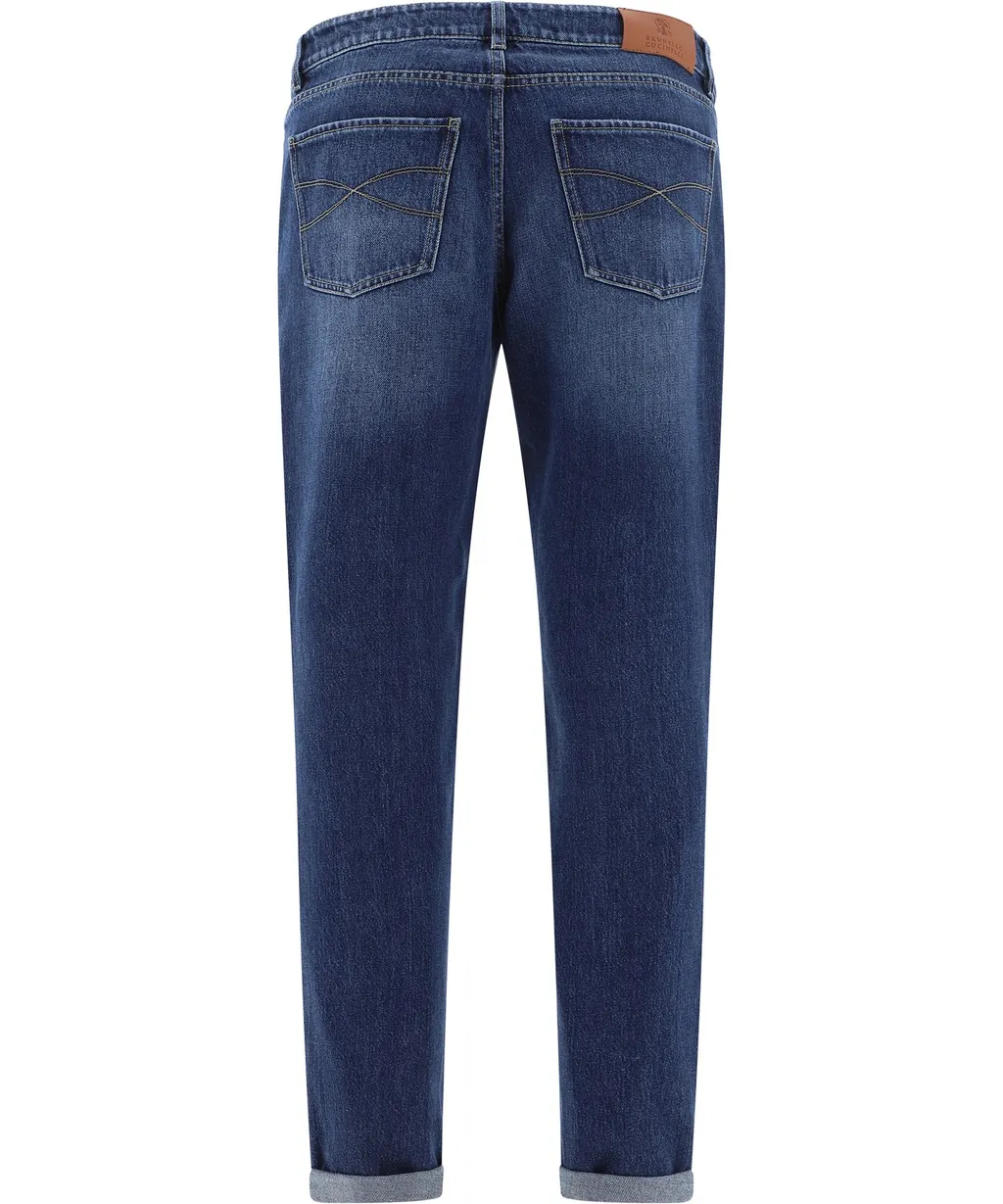 Crease-Effect Straight-Leg Jeans