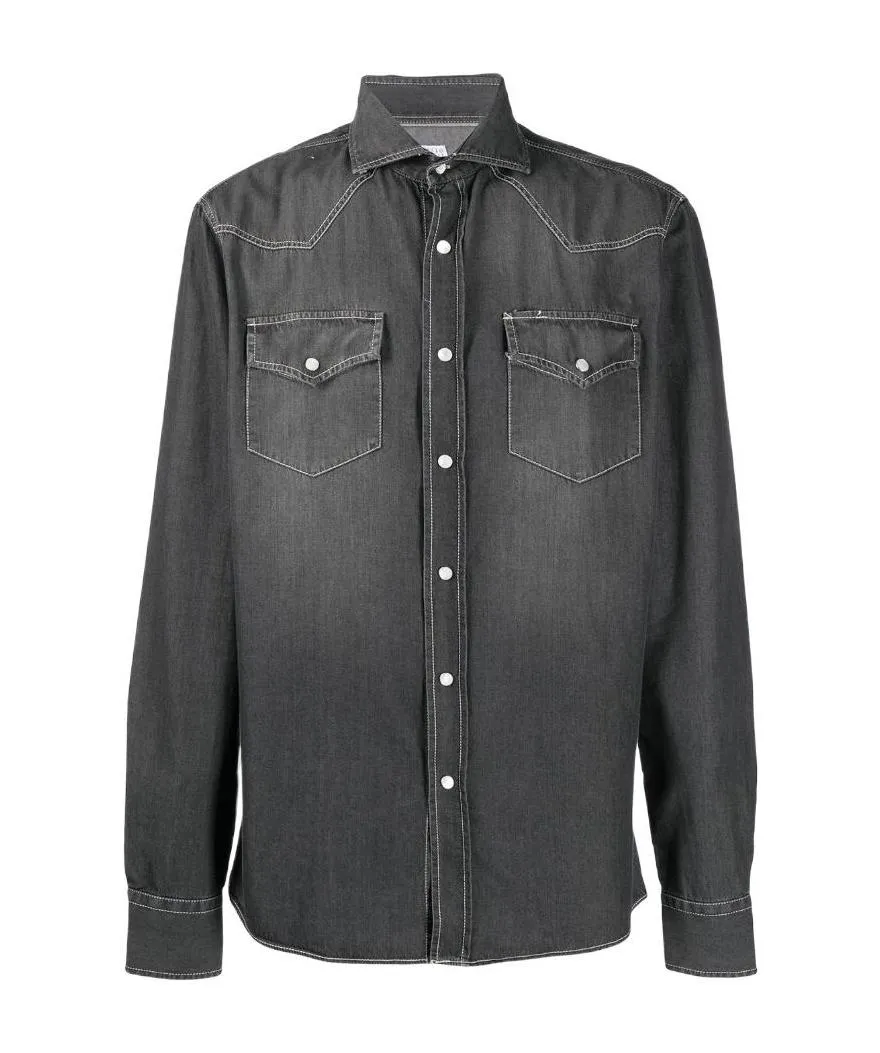 Spread Collar Denim Shirt