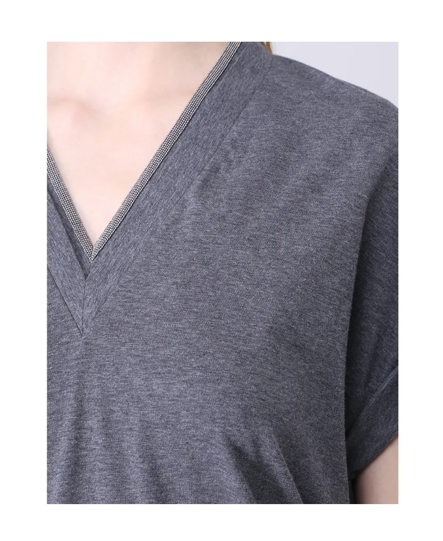 Embellished V-Neck T-Shirt