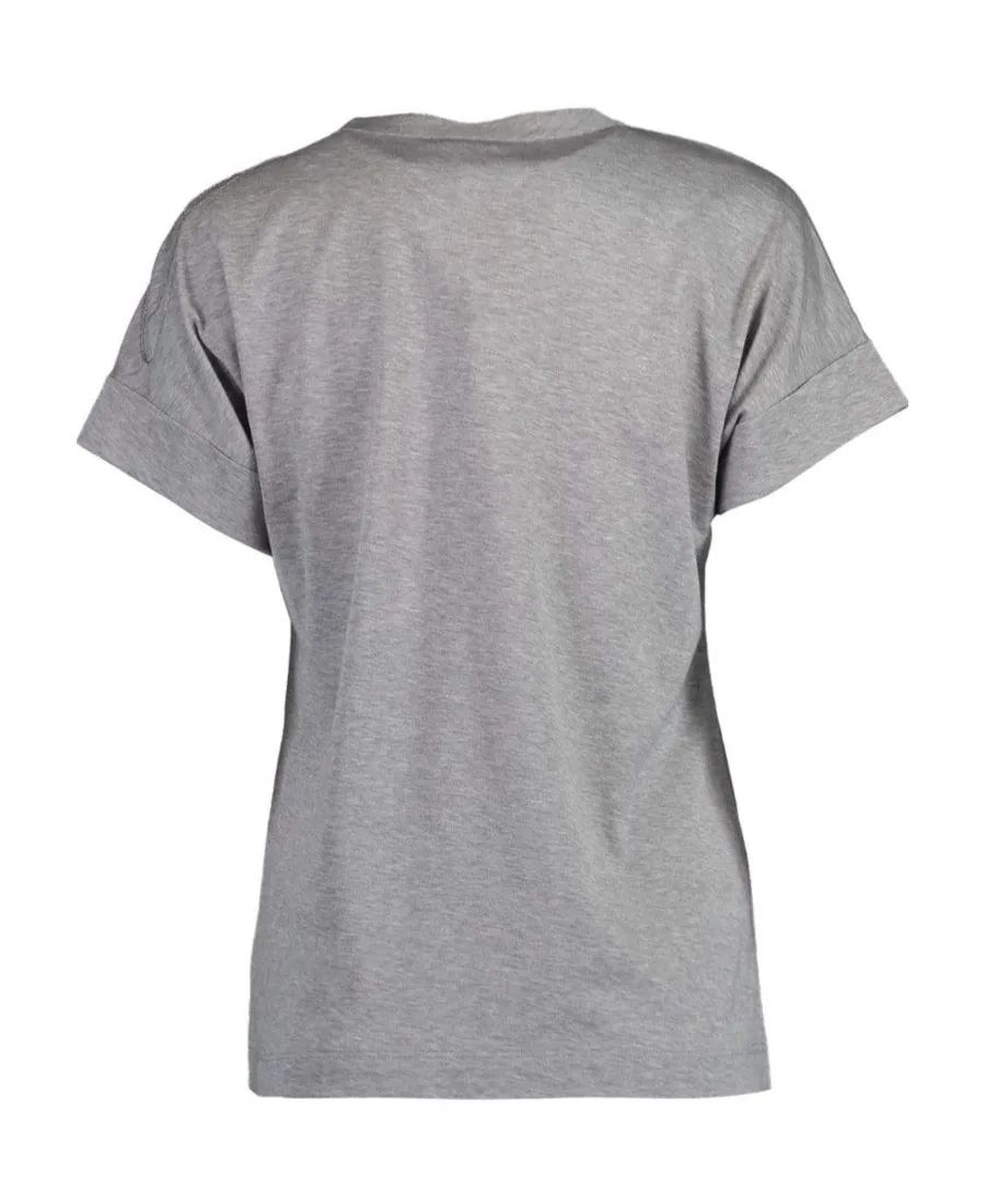 T-Shirt With Embroidered Detail At Shoulder