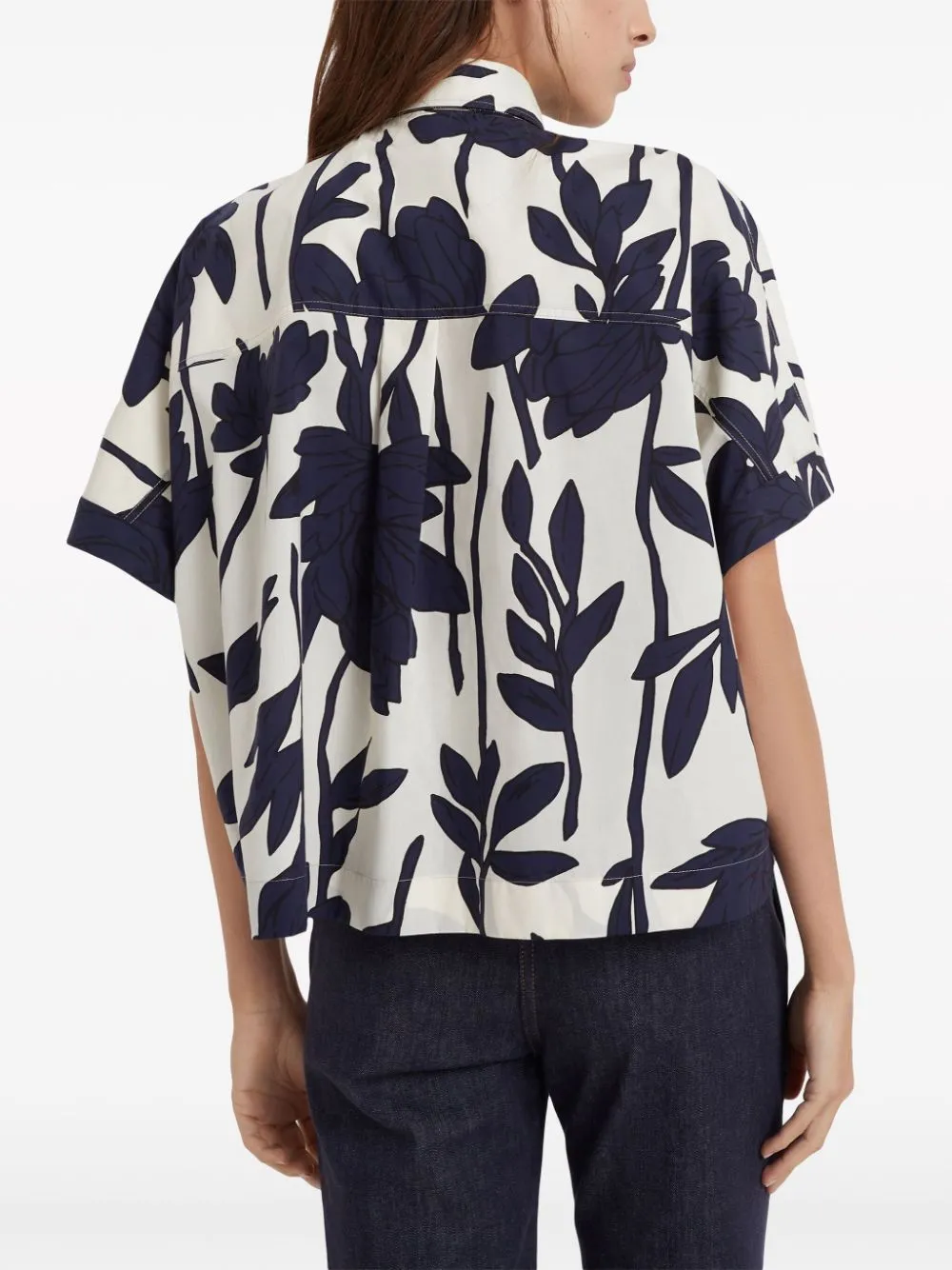 Leaf Printed Short Sleeved Shirt