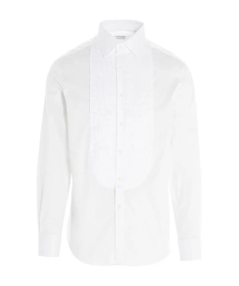 Pleated Buttoned Bib Shirt