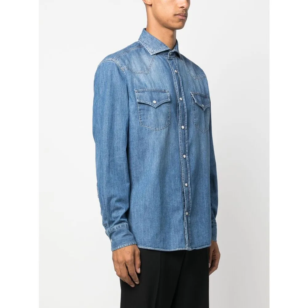 Button-Up Straight Hem Denim Shirt