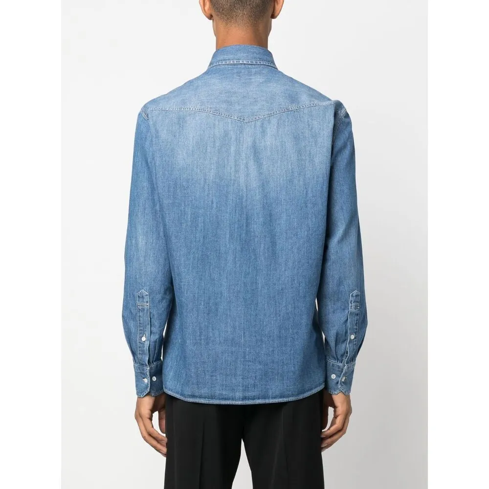 Button-Up Straight Hem Denim Shirt