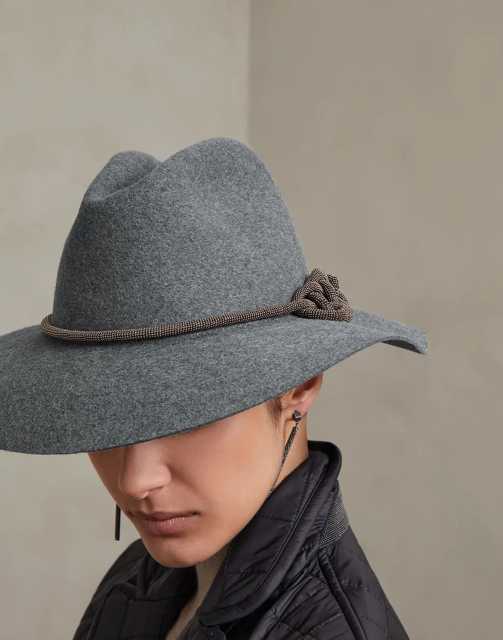 Beaded Piping Felt Top Hat