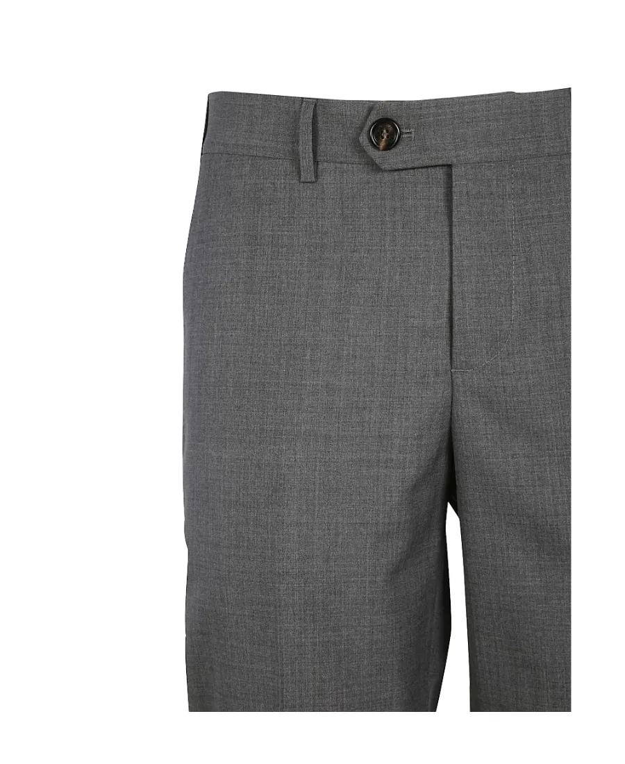 Mid-Waist Straight Wool Casual Pants