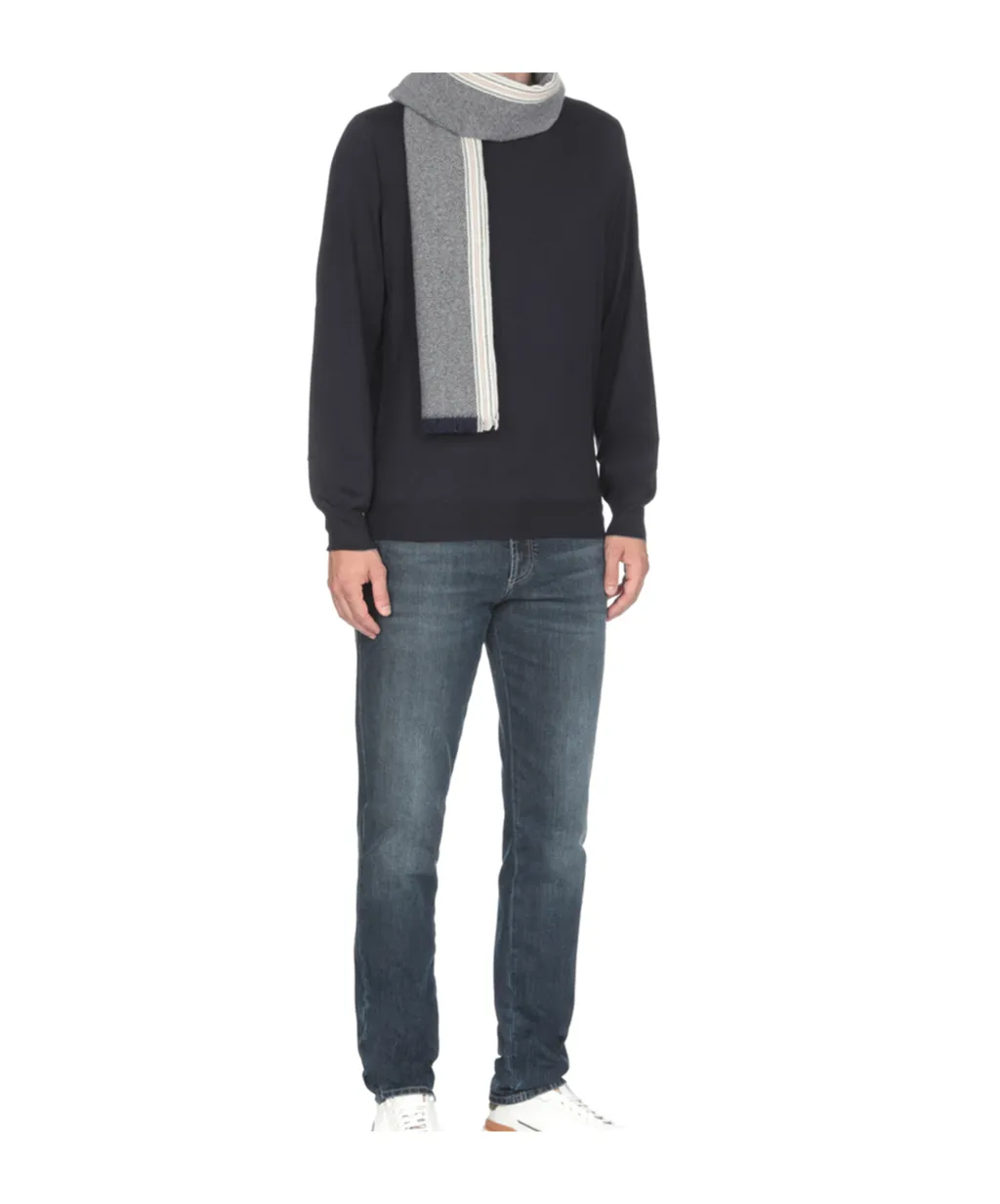 Fringed Edge Striped Scarf