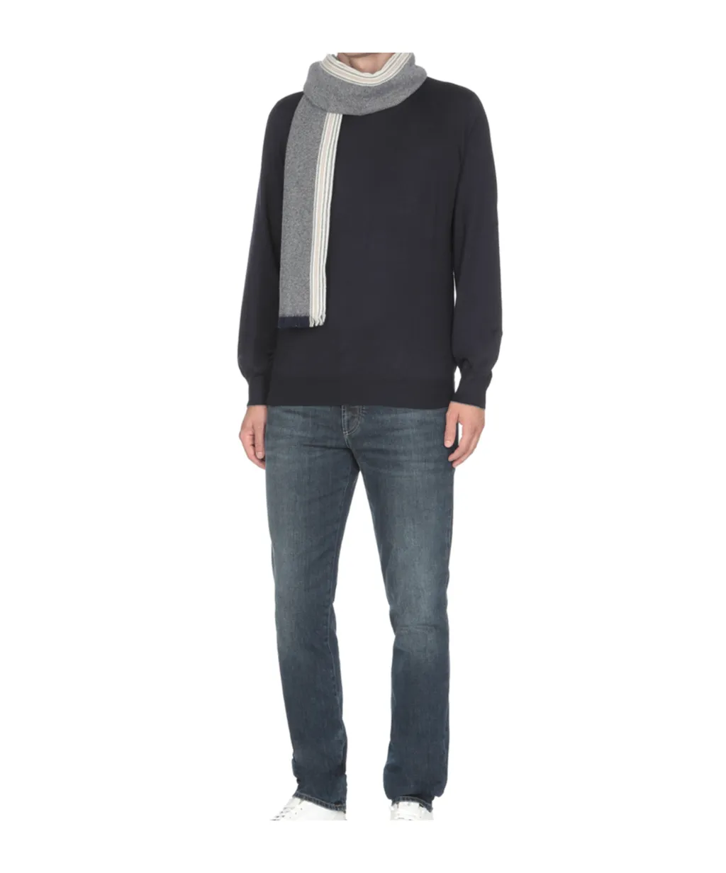Fringed Edge Striped Scarf