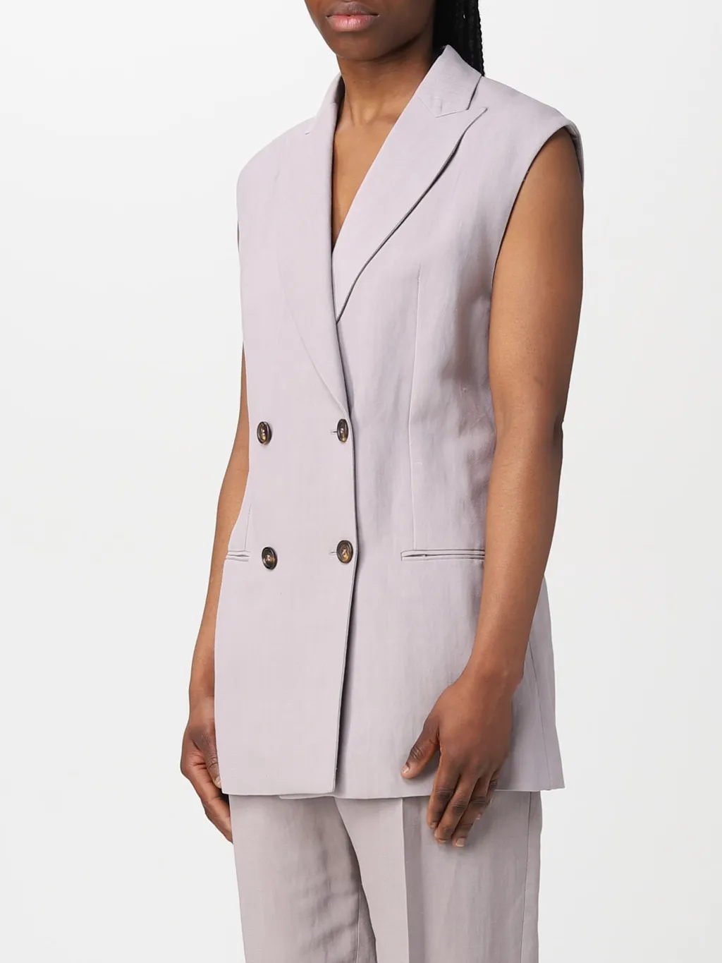 Double-Breasted Sleeveless Blazer