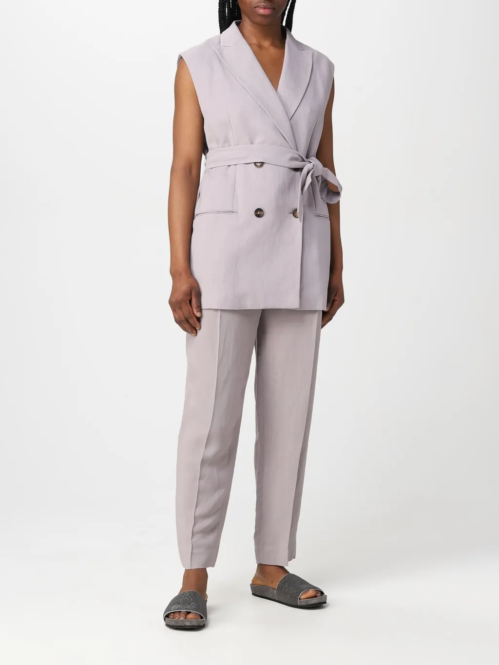 Double-Breasted Sleeveless Blazer