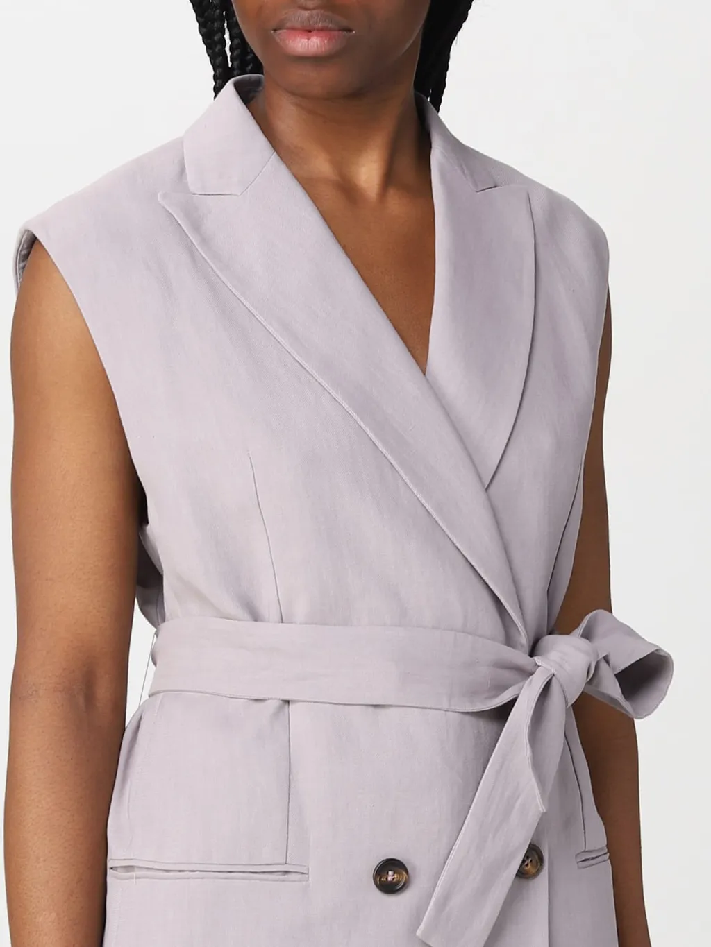 Double-Breasted Sleeveless Blazer