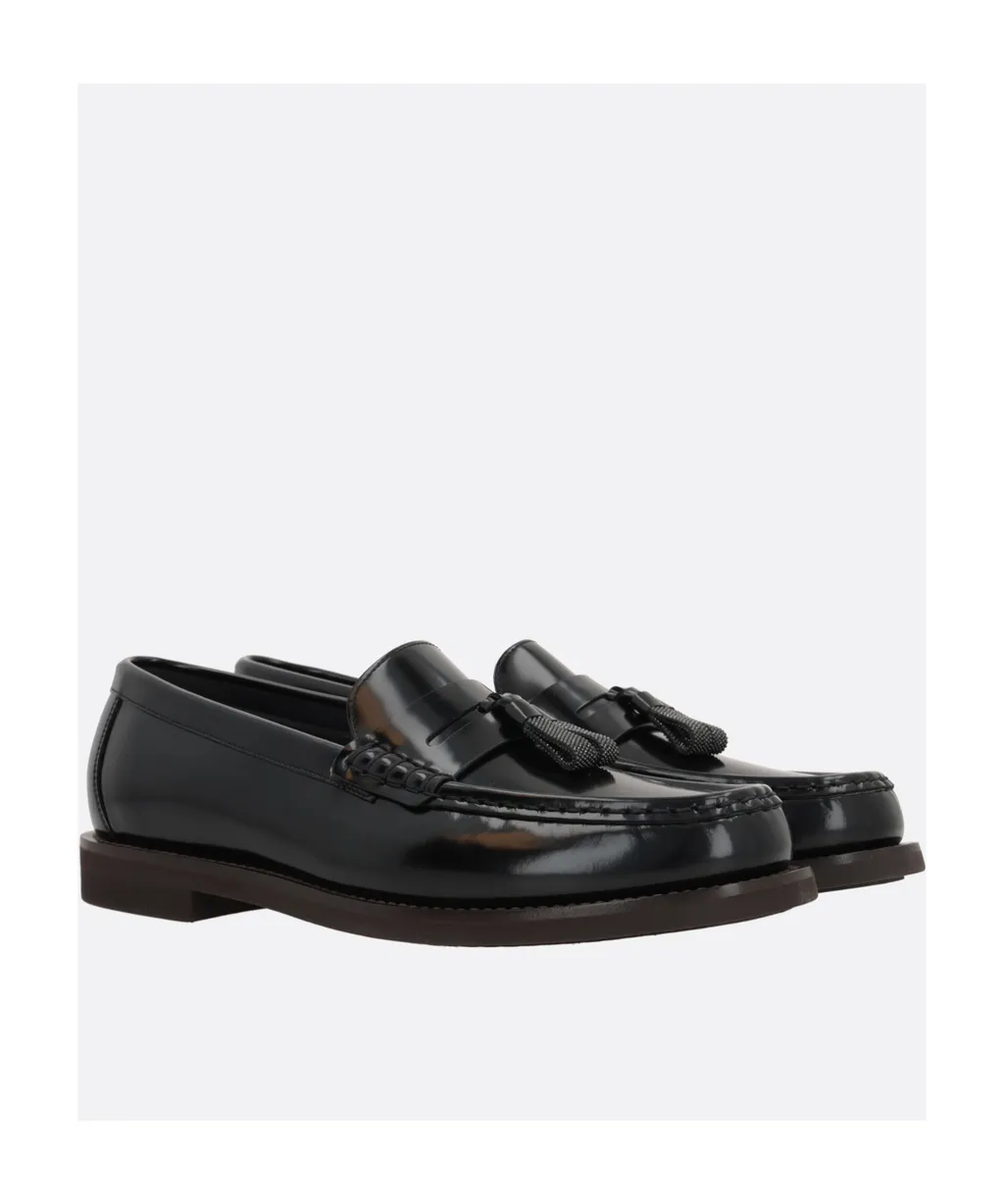 Monili-Tassel Polished Leather Loafers