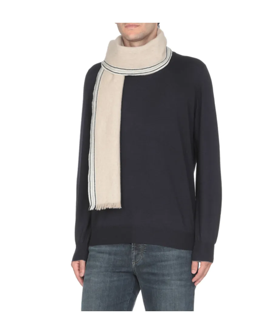 Striped Border Cashmere Scarf