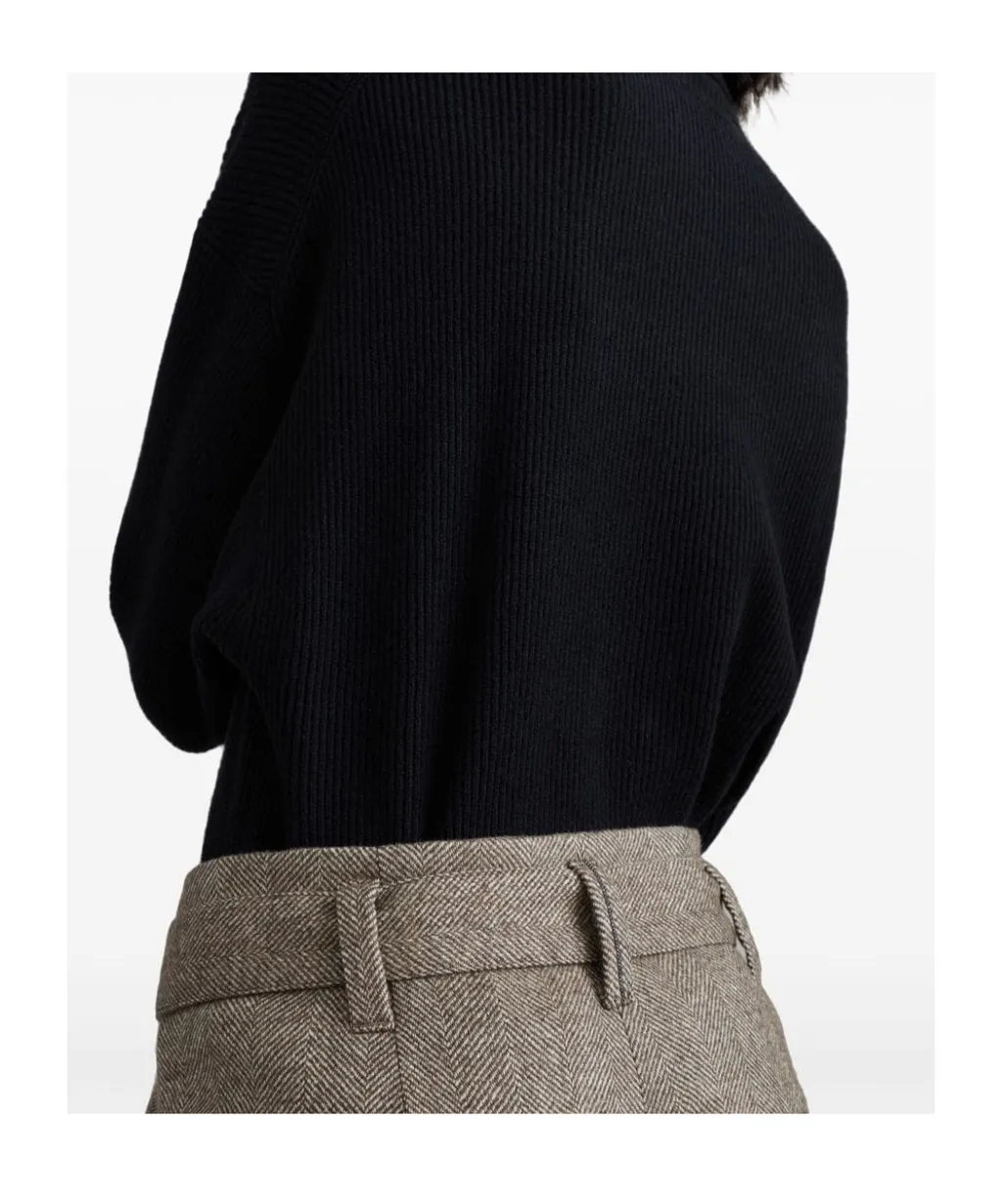 Chevron Loose Fit Belted Trousers