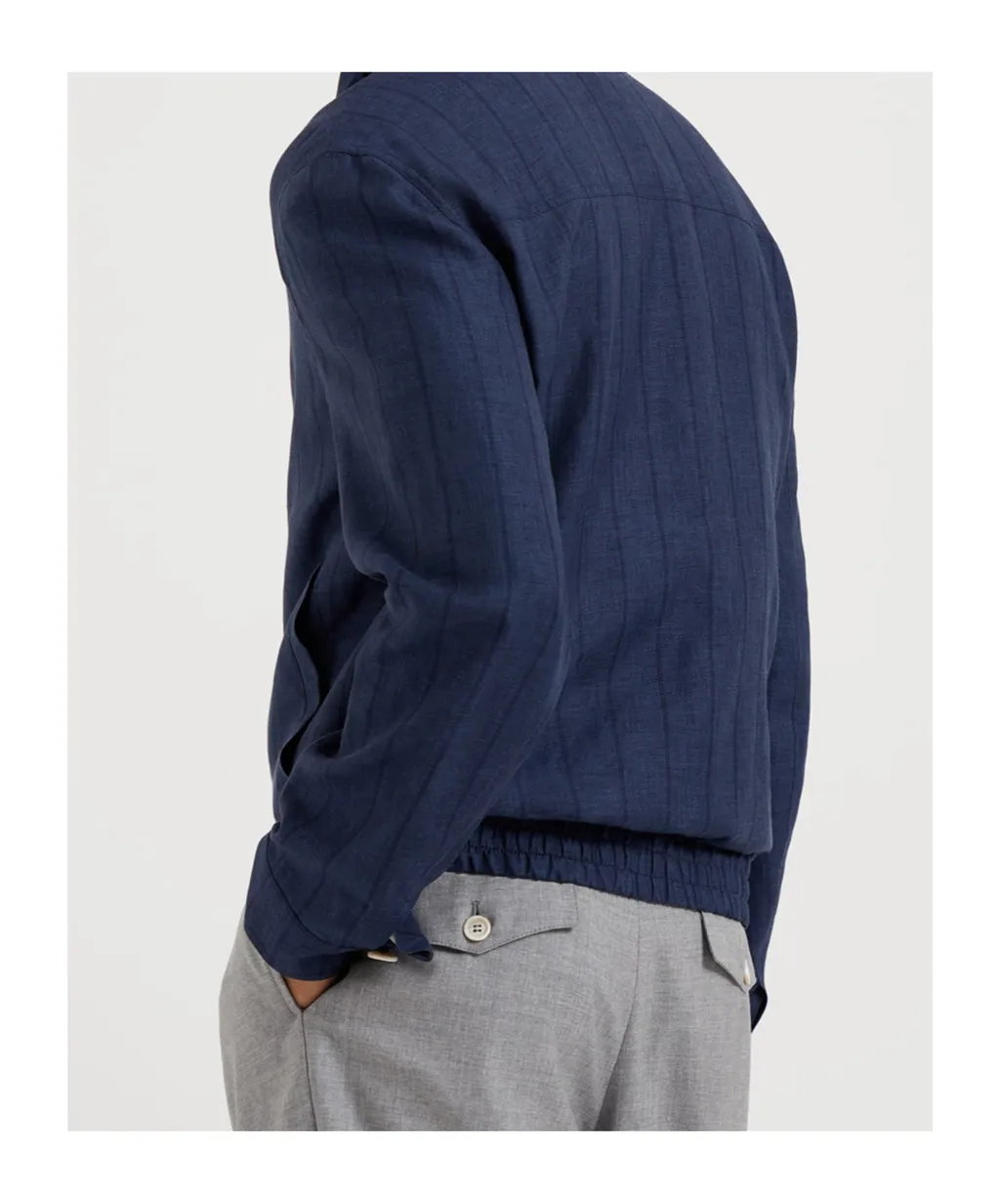 Stripe-Detailed Zip-Up Jacket