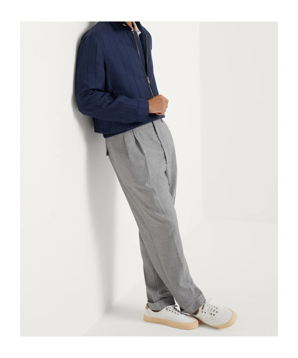 Stripe-Detailed Zip-Up Jacket