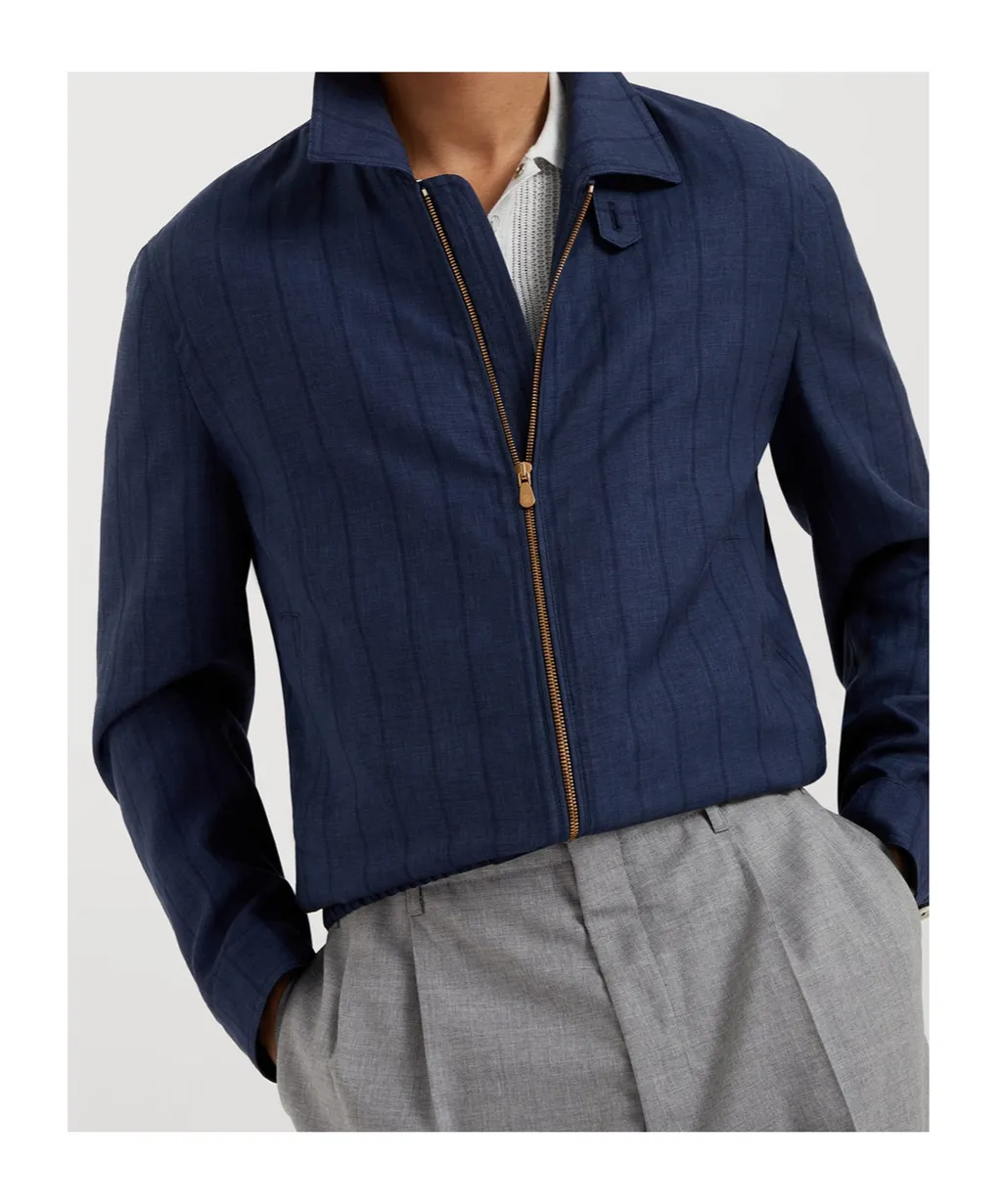 Stripe-Detailed Zip-Up Jacket