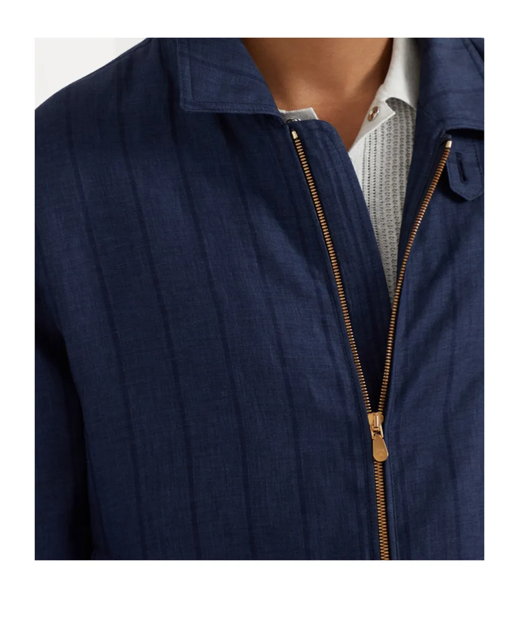 Stripe-Detailed Zip-Up Jacket